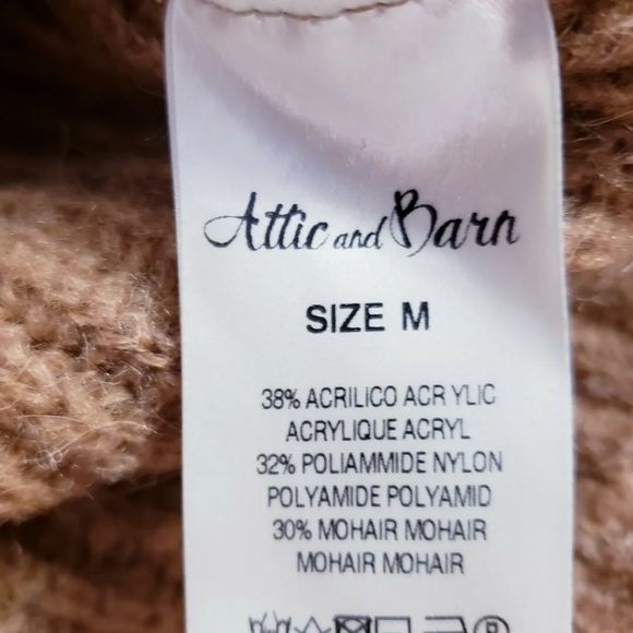 Attic & Barn Women's Tan Knit Blend Mohair Turtleneck Balloon Sleeve Sweater! M - Picture 8 of 8